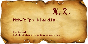 Mohápp Klaudia névjegykártya